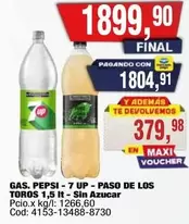 Pepsi - GAS. PEPSI - 7 UP - PASO DE LOS TOROS 1,5 It - SIN AZUCAR