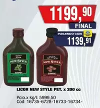 New Style - LICOR NEW STYLE PET.