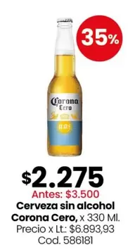 Corona - Cerveza sin alcohol Cero, x 330 Ml.