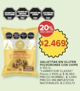Carrefour - GALLETITAS SIN GLUTEN POLVORONES CON CHIPS