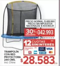 TRAMPOLÍN CON RED PROTECTORA 244 CMS.