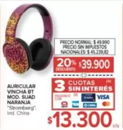 Stromberg - AURICULAR VINCHA BT MOD. SUAD NARANJA
