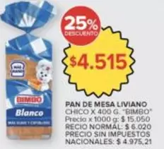Bimbo - PAN DE MESA LIVIANO CHICO