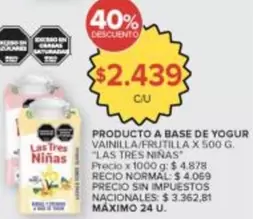 Las Tres Niñas - PRODUCTO A BASE DE YOGUR VAINILLA/FRUTILLA