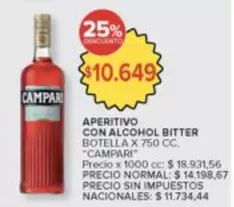 Campari - APERITIVO CON ALCOHOL BITTER BOTELLA