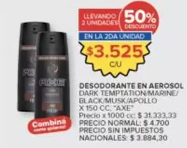 Axe - DESODORANTE EN AEROSOL DARK TEMPTATION/MARINE/BLACK/MUSK/APOLLO