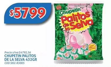Palitos de la Selva - CHUPETIN PALITOS DE LA SELVA 432GR COD SKU: 83005