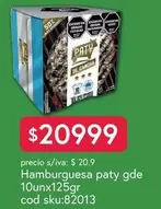 Paty - Hamburguesa paty gde 10unx125gr cod sku:82013