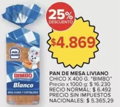 Bimbo - PAN DE MESA LIVIANO CHICO