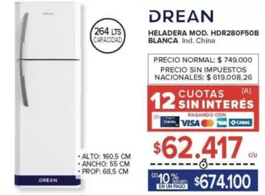 Drean - HELADERA MOD. HDR280F50B