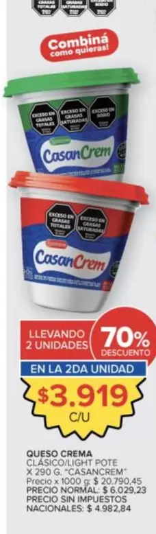 Casancrem - Queso Crema Clásico Light Pote