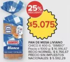 Bimbo - PAN DE MESA LIVIANO CHICO