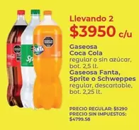 Coca cola - Gaseosa regular o sin azúcar, bot. 2,5 lt.