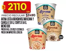 Avena Lista Arándanos/Manzana y Canela X 59 G / Chips X 64 G