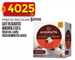 Morenita - CAFÉ EN SAQUITOS X 100 G