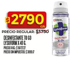 Lysoform - DESINFECTANTE TO GO