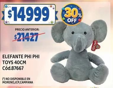 Off - ELEFANTE PHI PHI TOYS 40CM Cód.87667