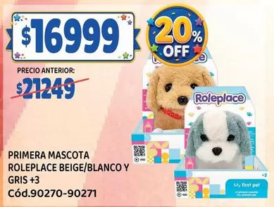 Off - PRIMERA MASCOTA ROLEPLACE BEIGE/BLANCO Y GRIS +3 Cód.90270-90271