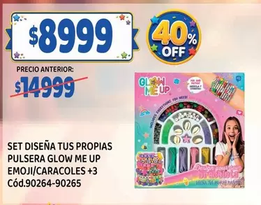 Off - SET DISEÑA TUS PROPIAS PULSERA GLOW ME UP EMOJI/CARACOLES +3 Cód.90264-90265
