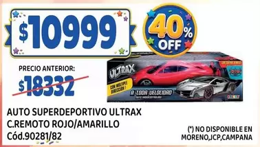 Off - AUTO SUPERDEPORTIVO ULTRAX C.REMOTO ROJO/AMARILLO Cód.90281/82