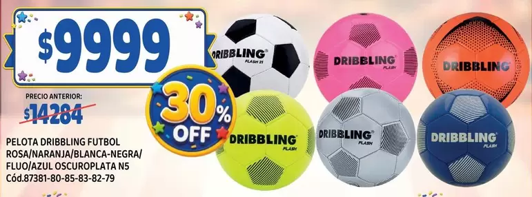 Flash - PELOTA DRIBLING FUTBOL ROSA/NARANJA/BLANCA-NEGRA/FLUQ/AZUL OSCUROPLATA NS Cód.87381-80-85-83-82-79