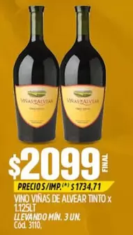 X$ - VINO VI ilde{N}AS DE ALVEAR TINTO X 1.125LT C ilde{O}D. 3110