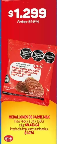 M&K - Medallones de Carne Vacuna Congelados