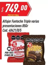 Fantoche - Alfajor Triple varias presentaciones 85Gr Cod. 40421/0/5