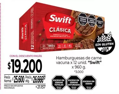 Swift - Hamburguesas de carne vacuna