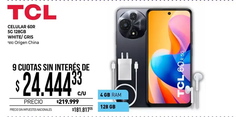 TCL - CELULAR 60R 5G 128GB WHITE/GRIS