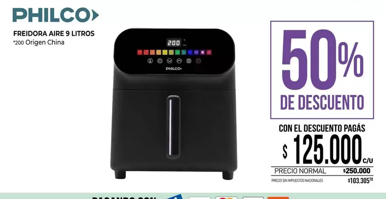 Philco - FREIDORA AIRE 9 LITROS