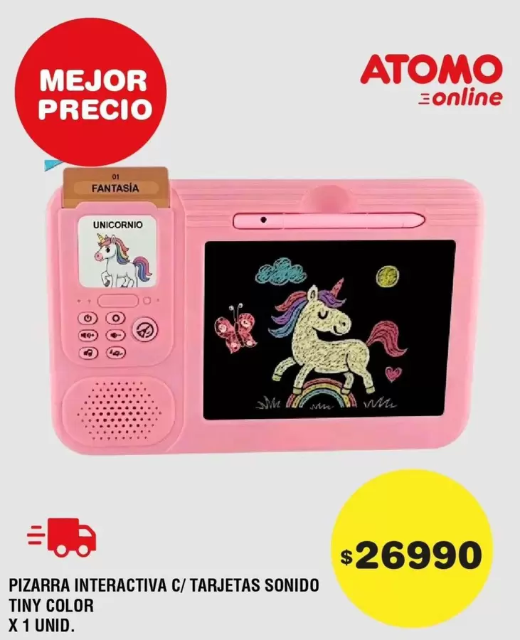 Atomo - PIZARRA INTERACTIVA C/ TARJETAS SONIDO TINY COLOR