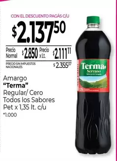 Terma - Amargo Regular/ Cero Todos los Sabores Pet x 1,35 lt. c/u