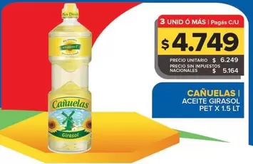 Cañuelas - Aceite Girasol Pet X 1.5 Lt