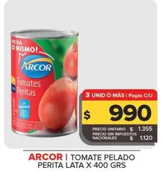 Arcor - Tomate Pelado Perita Lata X 400 Grs