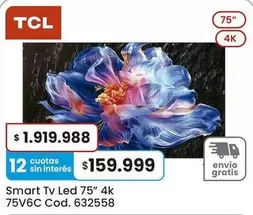 TCL - Smart Tv Led 75" 4K 75V6C Cod. 632558