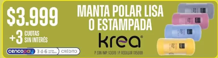 krea - MANTA POLAR LISA O ESTAMPADA