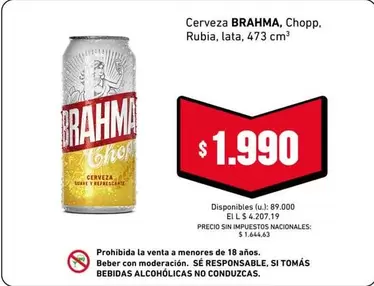 Brahma - Cerveza Rubia, lata