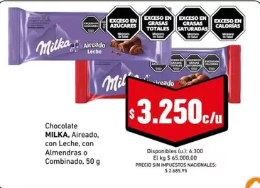 Milka - Chocolate, Aireado, con Leche, con Almendras o Combinado