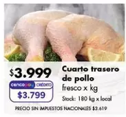 X$ - Cuarto trasero de pollo fresco