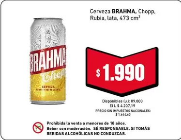 Brahma - Cerveza Rubia, lata