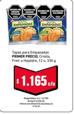 Primer Precio - Tapas para Empanadas