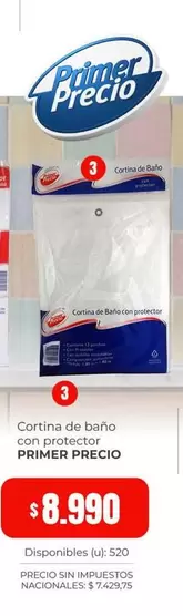 Primer Precio - Cortina de ba
uevo con protector