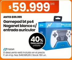 Noganet - Gamepad bt ps4 entrada auricular