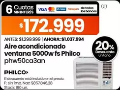 Philco - Aire acondicionado ventana 5000w fs