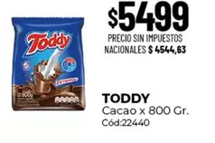 Toddy - Cacao x 800 Gr. Cód:22440