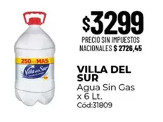 Villa del Sur - Agua Sin Gas x 6 Lt. C ext{ó}d:31809