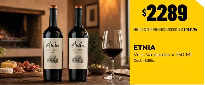 Etnia - Vino Varietales x 750 Ml. Cód. 45285