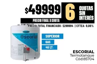 Escorial - Termotanque 45 LT.