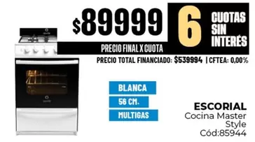 Escorial - Cocina Master Style Cód:85944